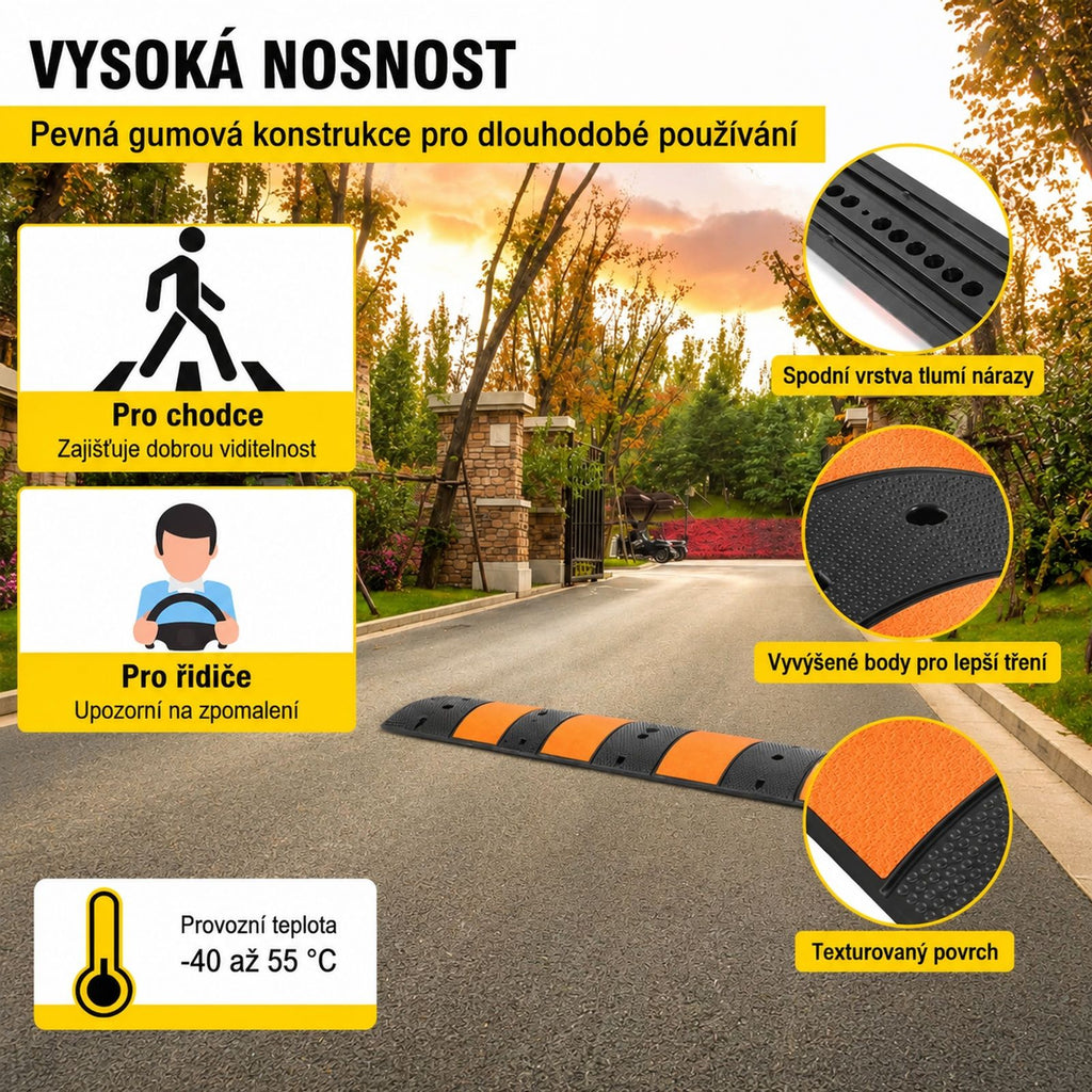 Modulární gumový nájezd na kabely pro příjezdovou cestu se dvěma koncovými krytkami