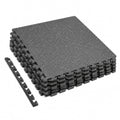 6 pièces Tapis puzzle fitness en mousse EVA, noir à pois gris, emboîtable, pour salle de sport, maison, bureau
