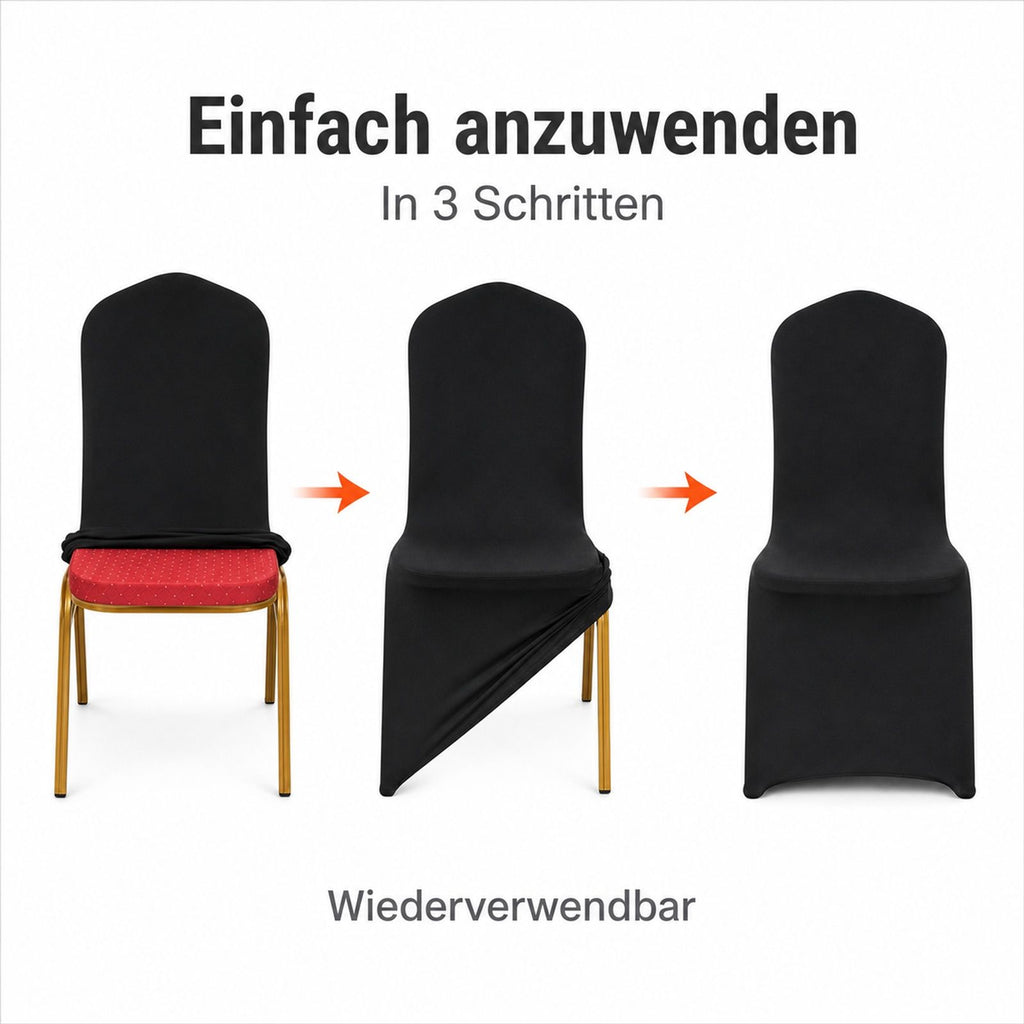 30 Stück schwarze Stretch-Spandex-Hussen für Klappstühle, abnehmbare Stuhlbezüge für Hochzeit, Bankett, Party und Esszimmer