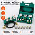 Hydraulikdruck Prüfset, 3 Manometer, 6 Testkupplungen, 3 Schläuche, Tragetasche, für Bagger Traktoren und Baumaschinen