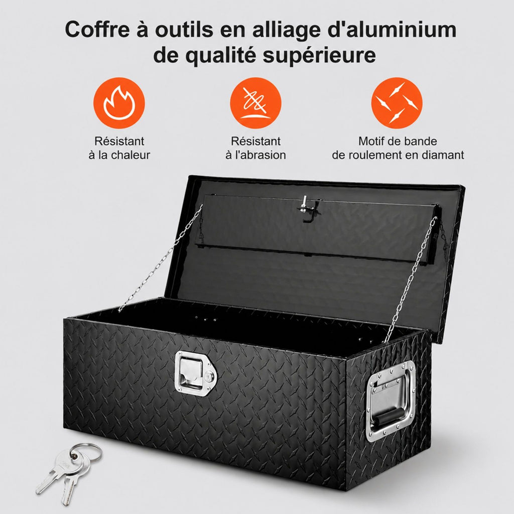 Boite a outils en aluminium avec profil a barre pour benne de pickup