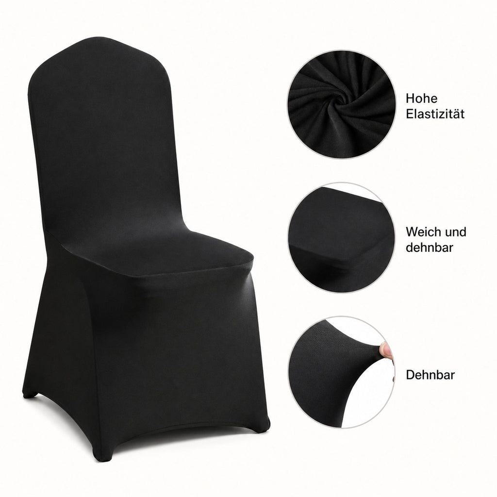 30 Stück schwarze Stretch-Spandex-Hussen für Klappstühle, abnehmbare Stuhlbezüge für Hochzeit, Bankett, Party und Esszimmer