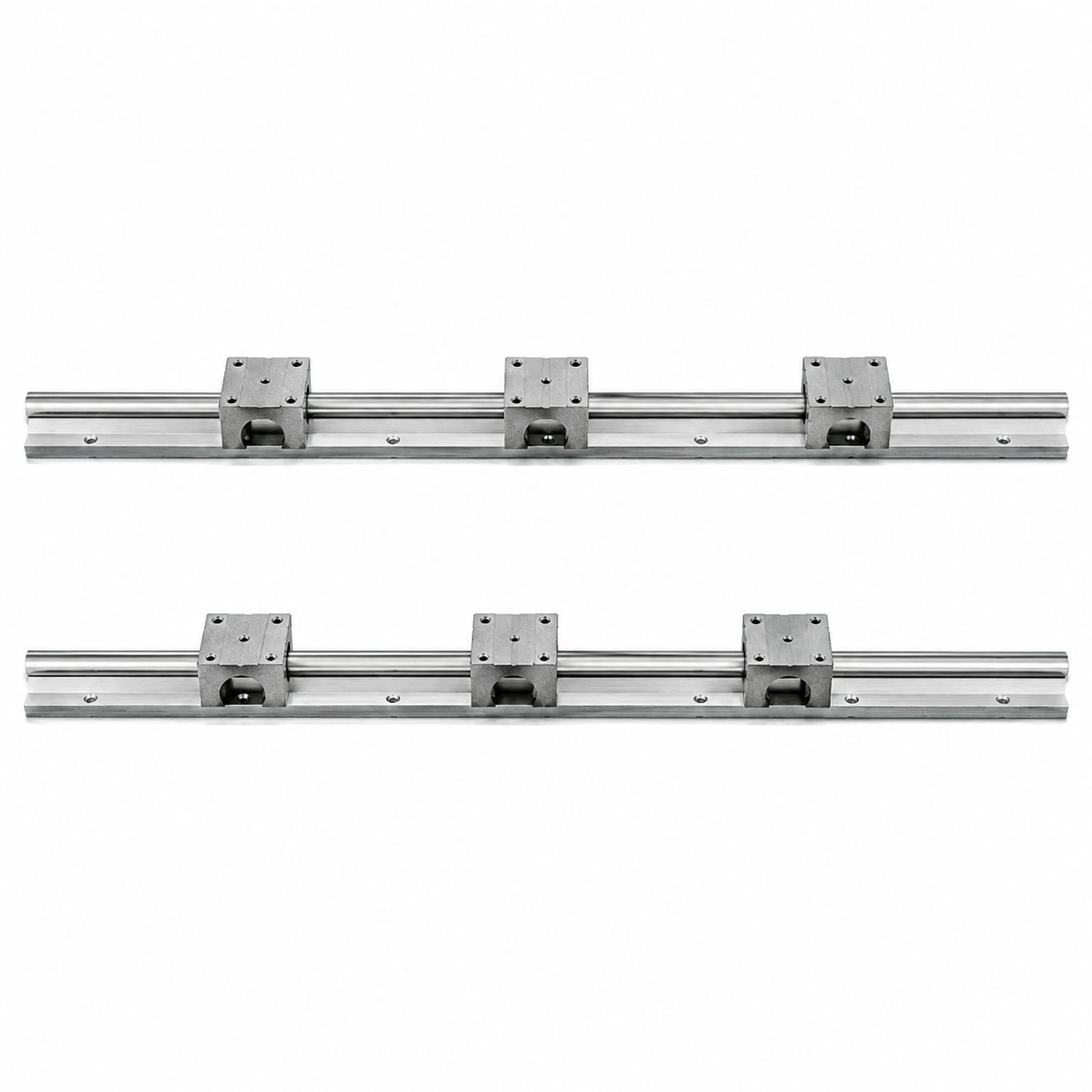 Linear guide rail set with 2 rails and 4 slide blocks, for automated machines, CNC router and 3D printer