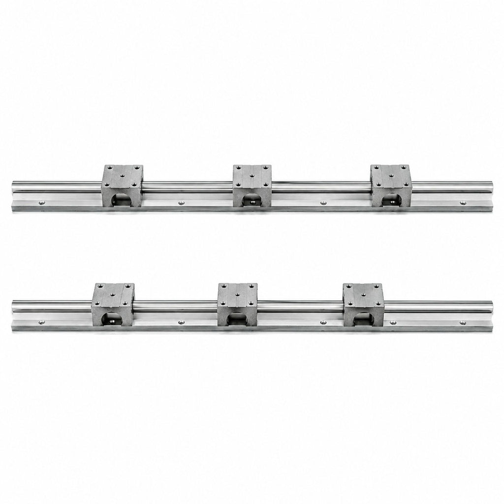 Linear guide rail set with 2 rails and 4 slide blocks, for automated machines, CNC router and 3D printer