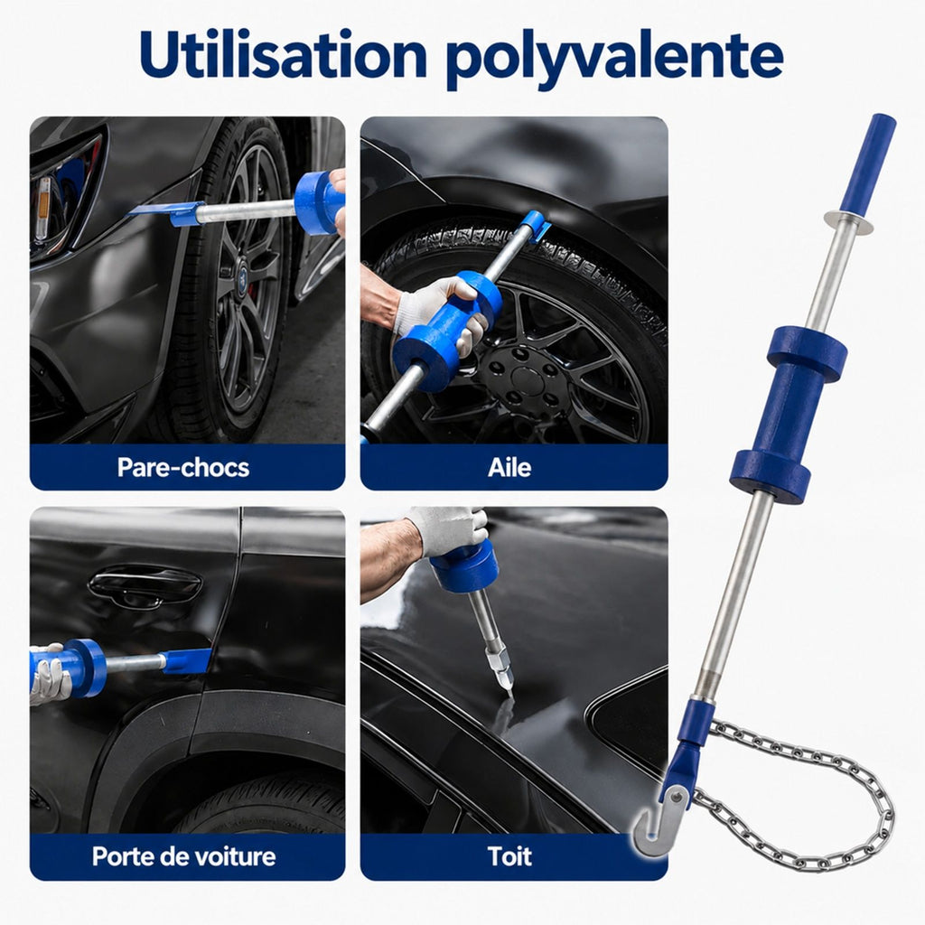 Kit de débosselage pour carrosserie avec marteau à inertie 5,9 kg