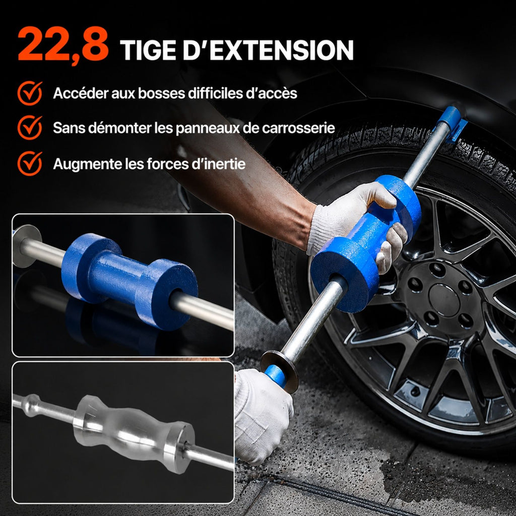 Kit de débosselage pour carrosserie avec marteau à inertie 5,9 kg