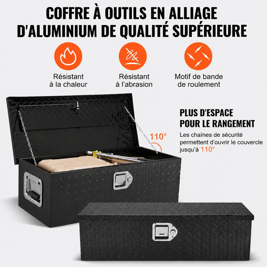 Boite a outils en aluminium avec profil a barre pour benne de pickup