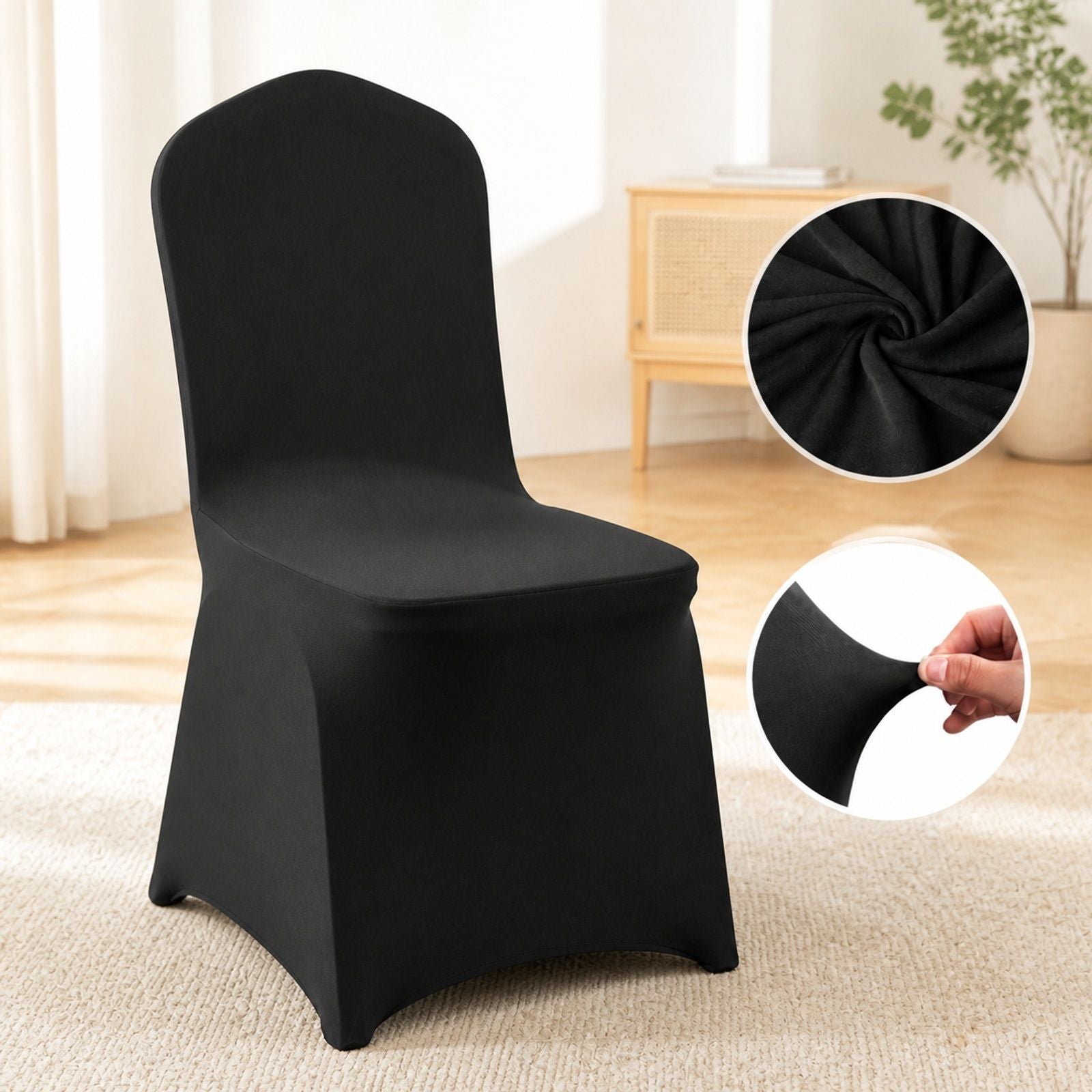 30 Stück schwarze Stretch-Spandex-Hussen für Klappstühle, abnehmbare Stuhlbezüge für Hochzeit, Bankett, Party und Esszimmer