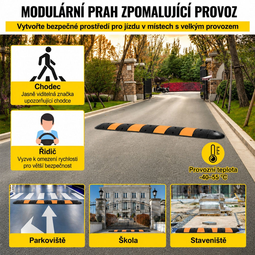 Modulární gumový nájezd na kabely pro příjezdovou cestu se dvěma koncovými krytkami