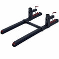 Clamp-On Pallet Forks with Adjustable Stabilizer Bar for Tractor Attachments, Loader Bucket and Skid Steer, Black