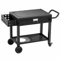 Carrito de barbacoa plegable con ruedas, portarrollos y soporte magnético para herramientas, para jardín, picnic o cocina